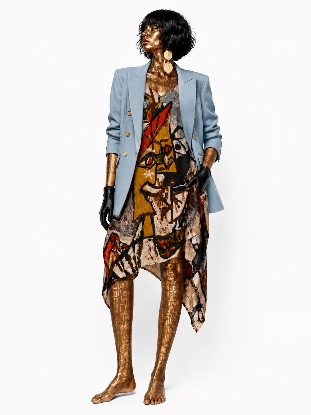 River Island Pale Blue Double-Breasted Blazer